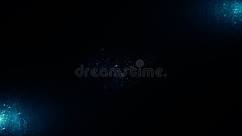 Left and right fashlight beams moving in total darkness on icy background. Black background with two abstract rays of