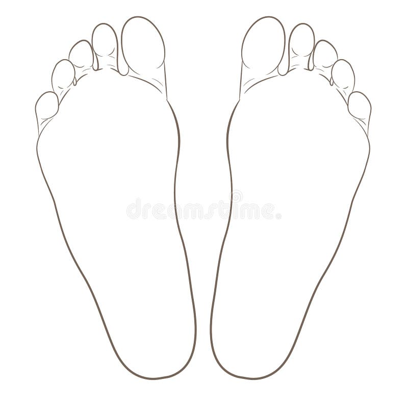 Left And Right Foot Soles Contour Illustration Stock Vector