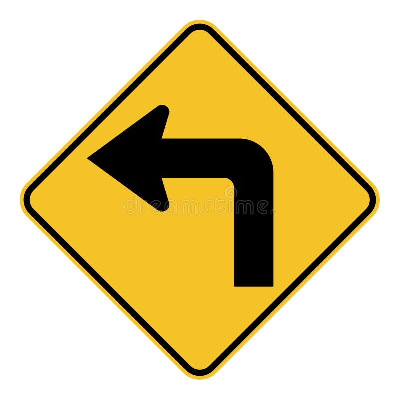 Left turn ahead traffic sign