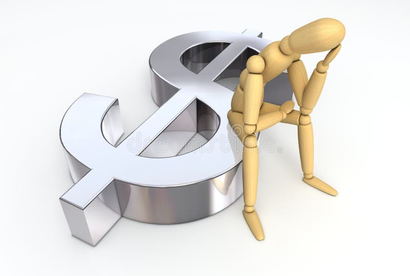 Leg de Zitting van het Cijfer op het Symbool van de Dollar stock illustratie Leg de Zitting van het Cijfer op het Symbool van de Dollar stock illustratie