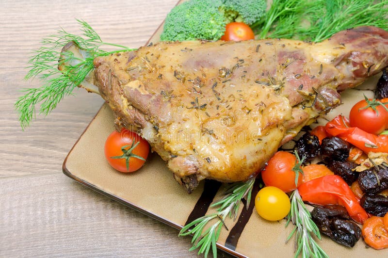 Roasted Turkey Legs on White Plate Stock Image - Image of cuisine, meat ...