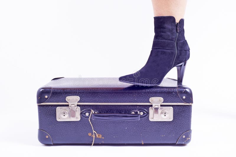 Leg and Shoe on Old Suitcase Stock Photo Image of dress, tall 20027956