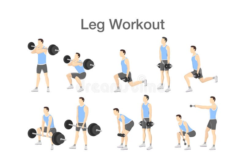 Leg workout set with dumbbell and barbell