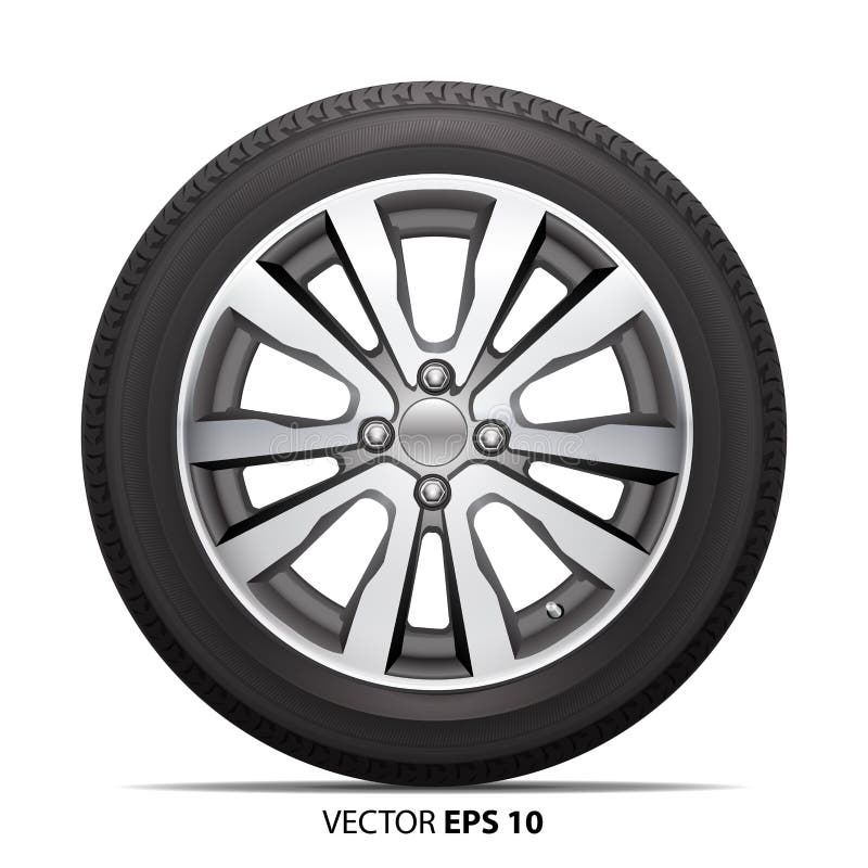 Car tire radial wheel metal alloy on isolated background vector illustration. Car tire radial wheel metal alloy on isolated background vector illustration.