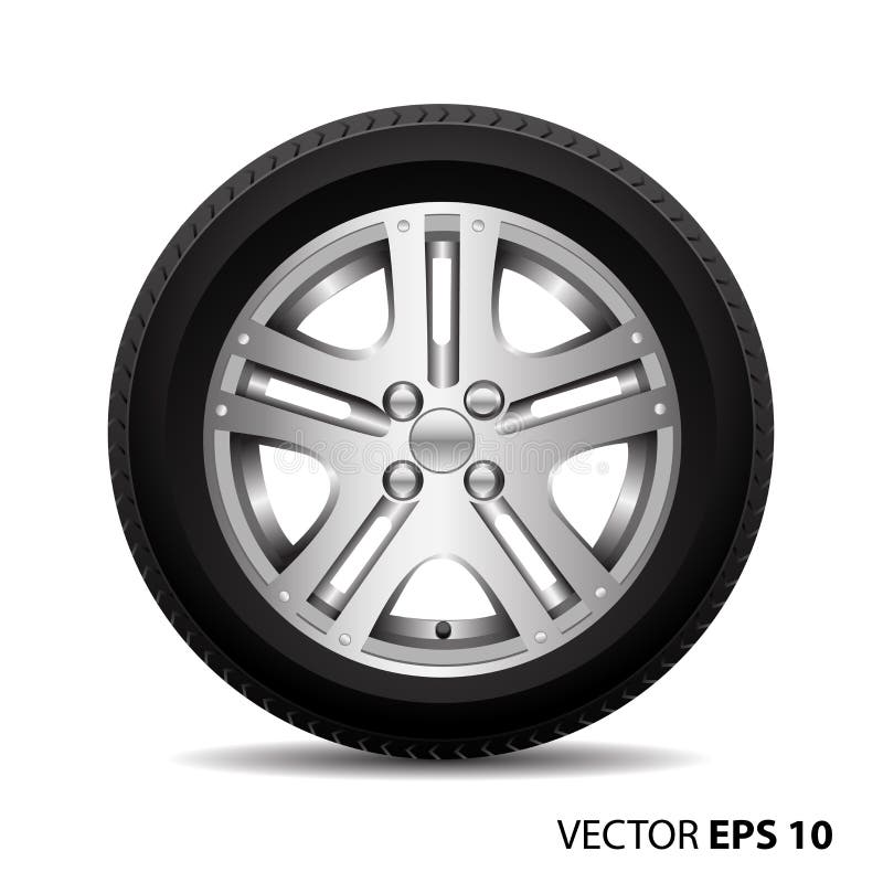 Radial wheel car alloy with tire on white background vector illustration. Radial wheel car alloy with tire on white background vector illustration.