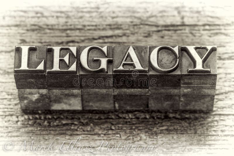 Legacy word in letterpress metal type