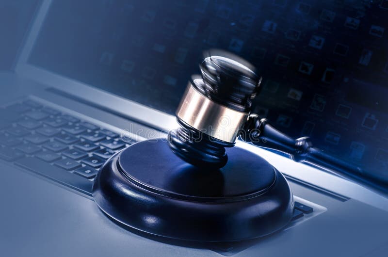 Legal Concept Gavel Computer Screen Stock Photo Image of isolated