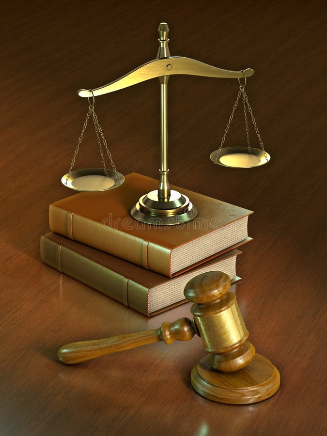 Legal hammer and scale stock illustration. Illustration of legal