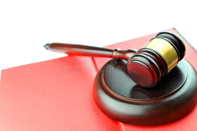 Legal concept with gavel against red background. Legal concept with gavel against red background