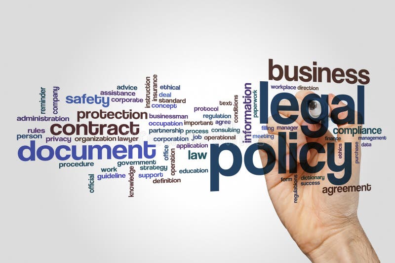 Legal policy word cloud stock image. Image of filling 90730901