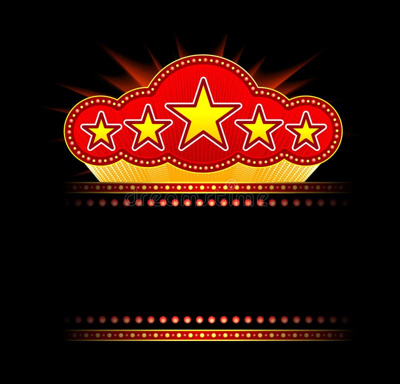 Blank movie, theater or casino marquee with stars isolated on black background. Blank movie, theater or casino marquee with stars isolated on black background