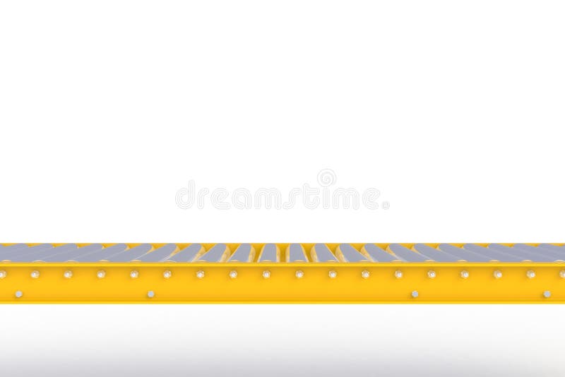 Lege gele die transportbandlijn op een witte achtergrond, Leveringsconcept, voor productvertoning wordt geïsoleerd vector illustratie Lege gele die transportbandlijn op een witte achtergrond, Leveringsconcept, voor productvertoning wordt geïsoleerd vector illustratie