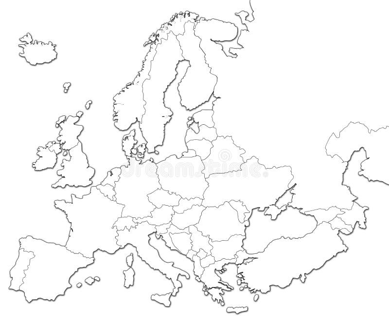 Lege Kaart Van Europa Stock Illustratie. Illustration Of Spanje - 76609494