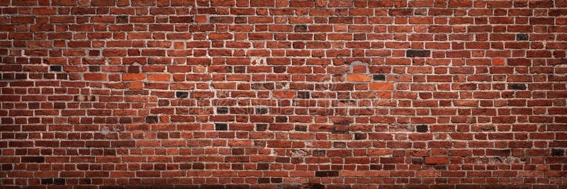 Panoramic view of empty, old, red brick wall background with copy space. Panoramic view of empty, old, red brick wall background with copy space