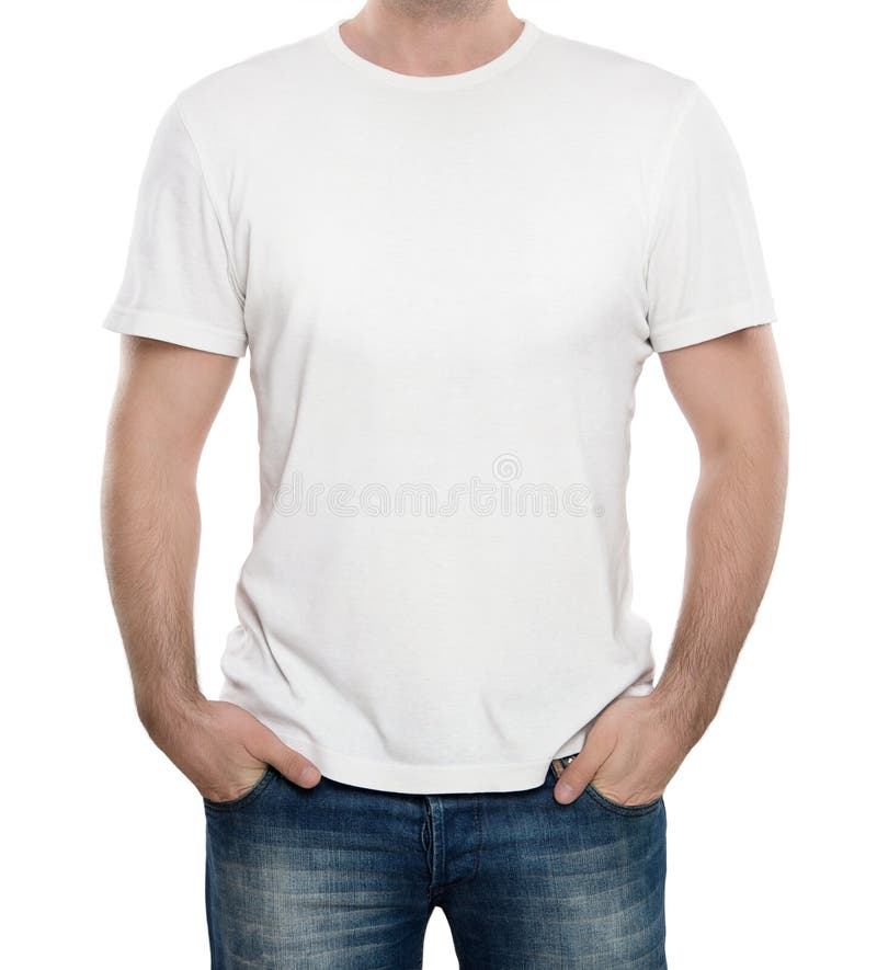 Lege t-shirt die op wit wordt geïsoleerdi