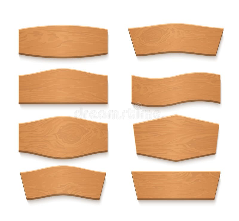 Lege vectorbanners van de beeldverhaal de houten bruine plaat Uitstekende houten geplaatste linten vector illustratie Lege vectorbanners van de beeldverhaal de houten bruine plaat Uitstekende houten geplaatste linten vector illustratie