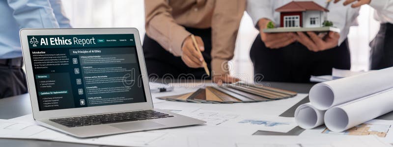 Legea standard de responsabilitate etică AI și normele privind ecranul computerului stock photo