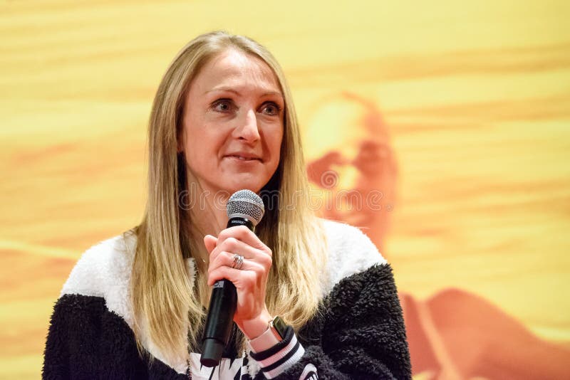 Legendarische Britse Marathonagent Paula Radcliffe royalty-vrije stock foto's Legendarische Britse Marathonagent Paula Radcliffe royalty-vrije stock foto's