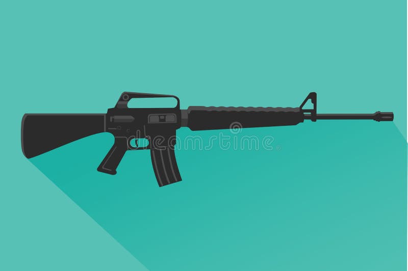 M-16 Legendary Assault Rifle Vector Illustration. Classic Armament Flat