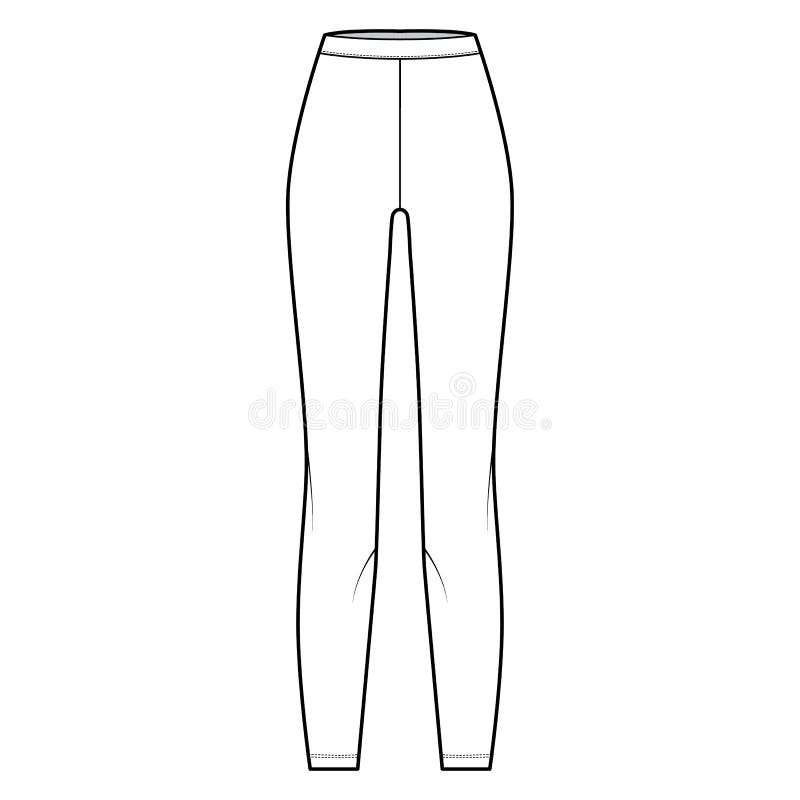 Pants bell-bottom technical fashion illustration with normal waist