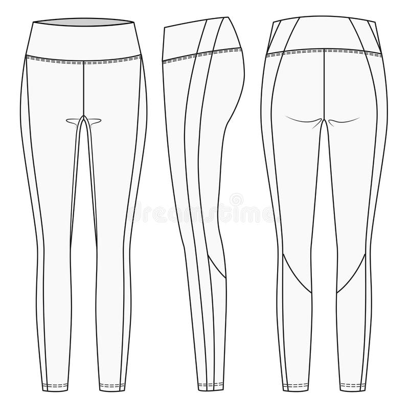 Women Sports Running Tights Leggings Pants Design Flat Sketch