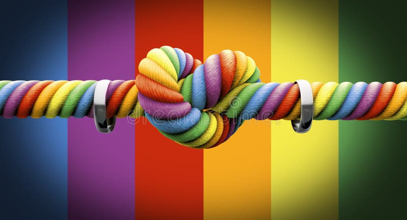 Leghi il nodo con il matrimonio gay degli anelli royalty illustrazione gratis Leghi il nodo con il matrimonio gay degli anelli royalty illustrazione gratis
