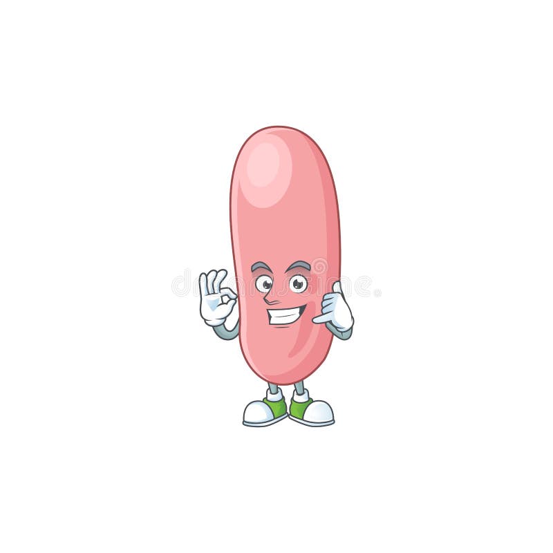 Cartoon Design of E.coli Bacteria with Call Me Funny Gesture Stock ...