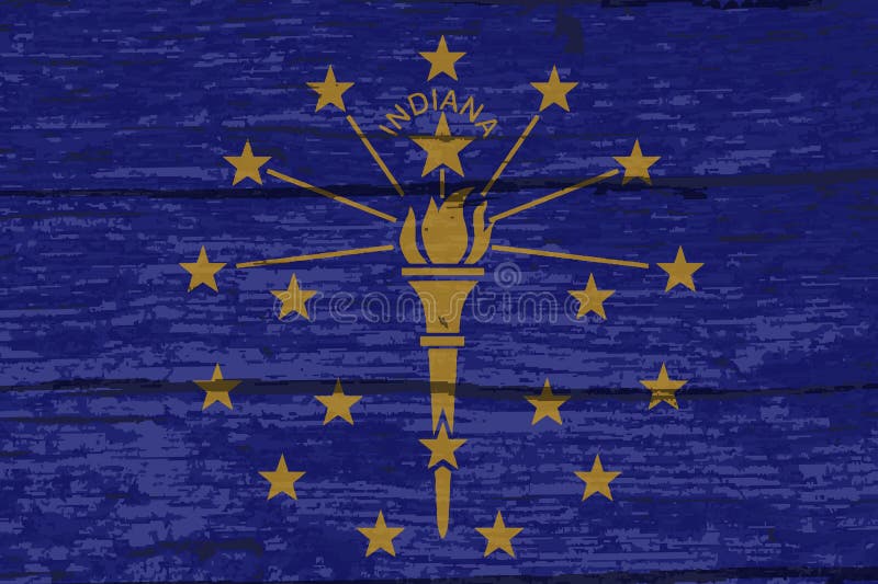 Legname di Indiana State Flag On Old illustrazione vettoriale Legname di Indiana State Flag On Old illustrazione vettoriale