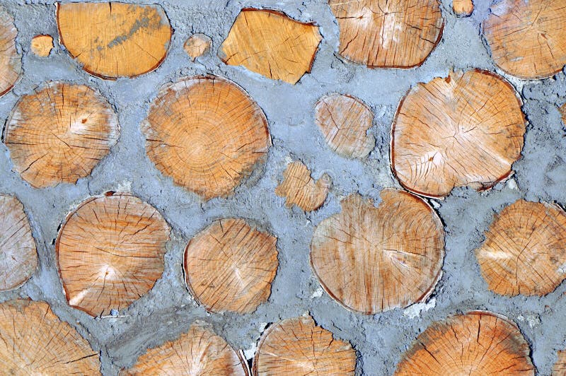 Legno e cemento nella parete fotografia stock libera da diritti Legno e cemento nella parete fotografia stock libera da diritti
