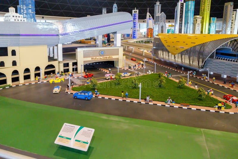 Lego miniature of the Mall of Emirates and the Sheikh Zayed Road Metro Station in Miniland of Legoland stock photo Lego miniature of the Mall of Emirates and the Sheikh Zayed Road Metro Station in Miniland of Legoland stock photo