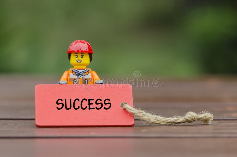 Lego Worker Minifigures Holding Wooden Tag Written Success Editorial  Photography - Image of women, outdoor: 184730472