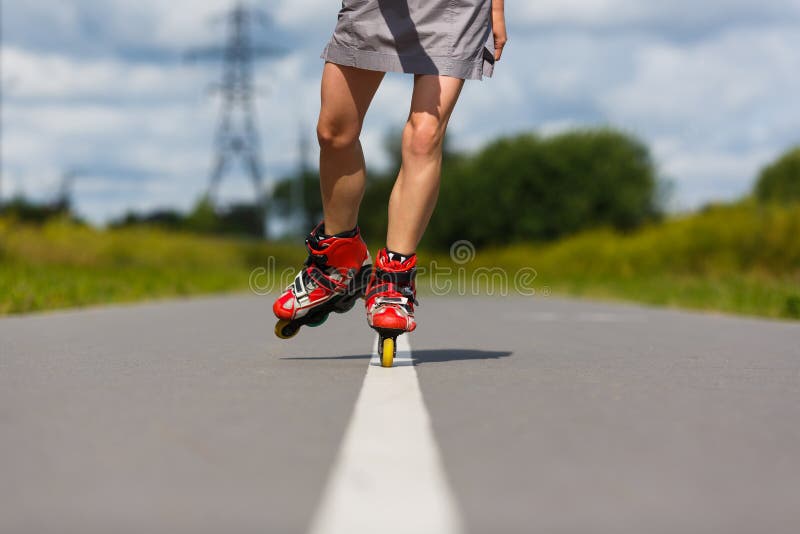 Legs of Girl Having Roller Skate Exercise Stock Photo Image of body