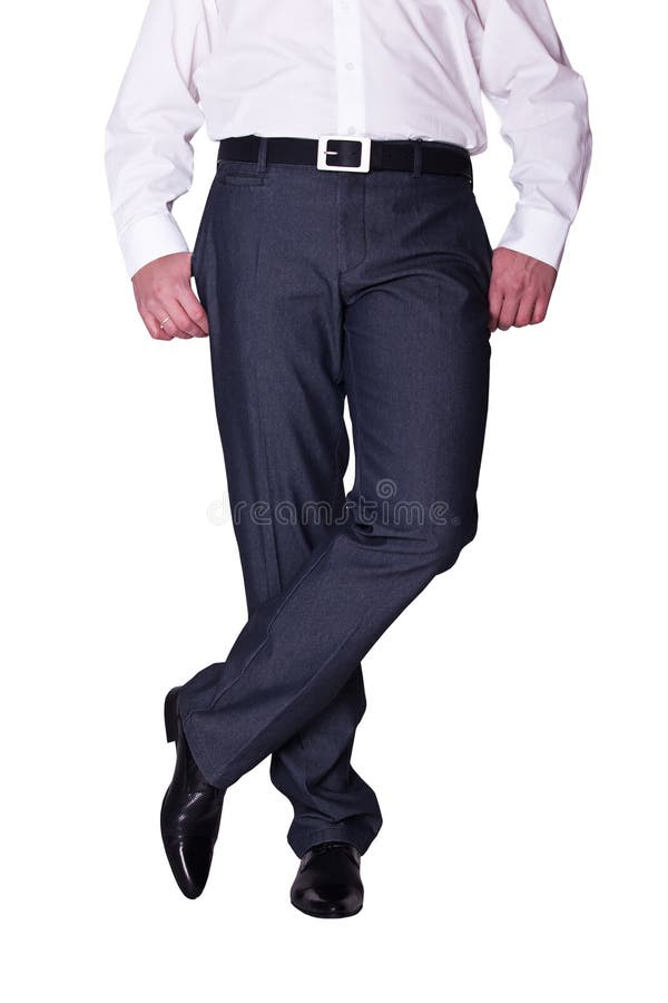 Legs man in pants and shoes stock photography