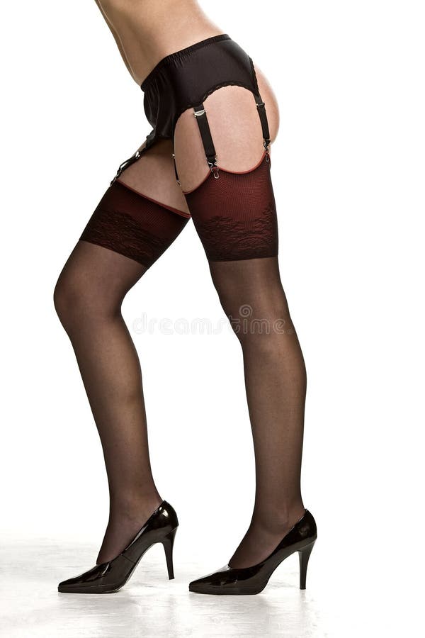 Legs in Stockings with Suspender Belts Stock Photo - Image of black, body:  15607358