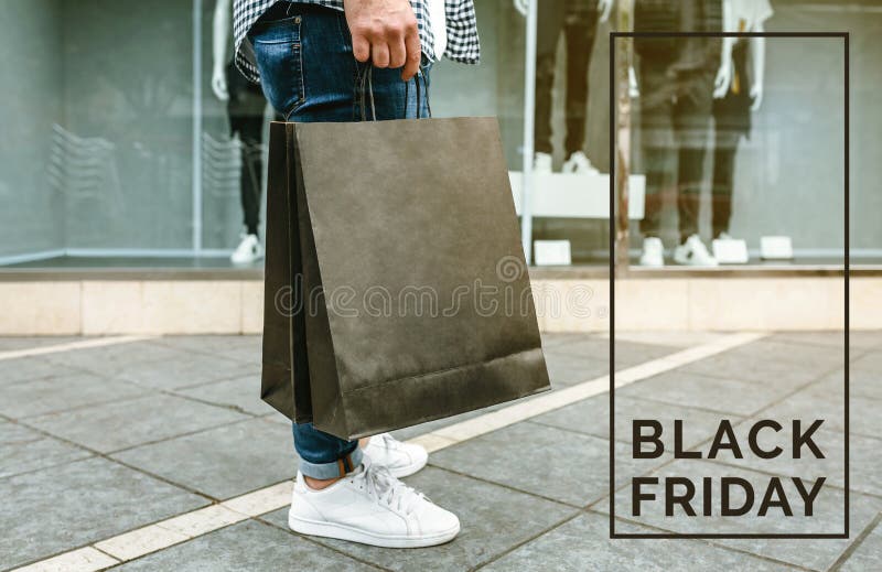 Man Shopping. Black Friday Concept Stock Image - Image of male, label ...