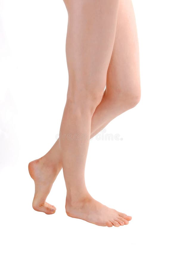 The legs of a young woman.