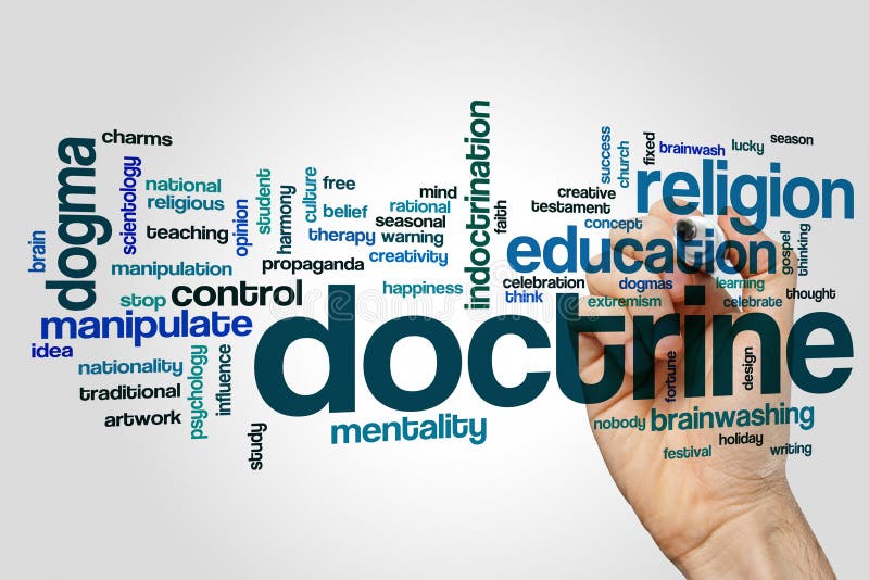 Doctrine word cloud concept on grey background. Doctrine word cloud concept on grey background