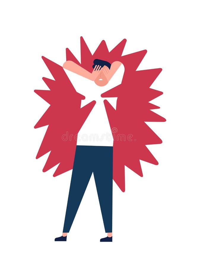 Leiden des jungen Mannes von den Geistesschmerz, Bedrängnis, Angst Unglücklicher Kerl unter Druck des Druckes, des Ärgers, der Wu vektor abbildung Leiden des jungen Mannes von den Geistesschmerz, Bedrängnis, Angst Unglücklicher Kerl unter Druck des Druckes, des Ärgers, der Wu vektor abbildung