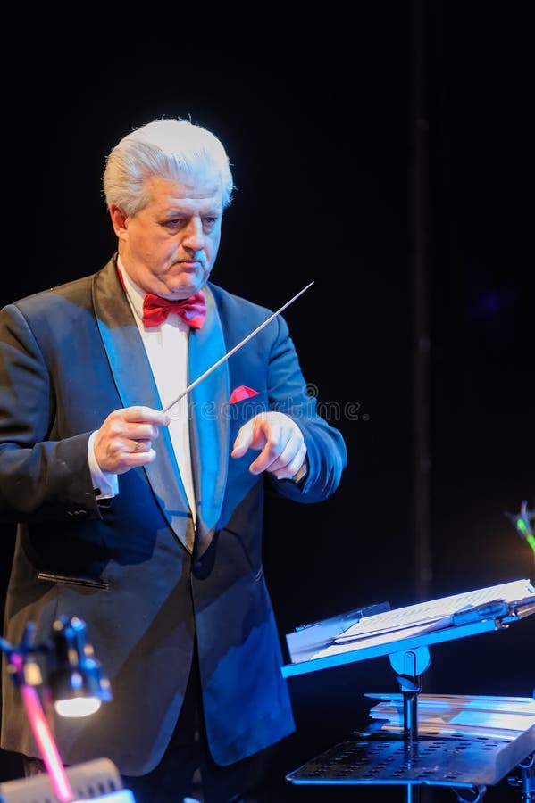 Leider die orkest leiden royalty-vrije stock foto's Leider die orkest leiden royalty-vrije stock foto's