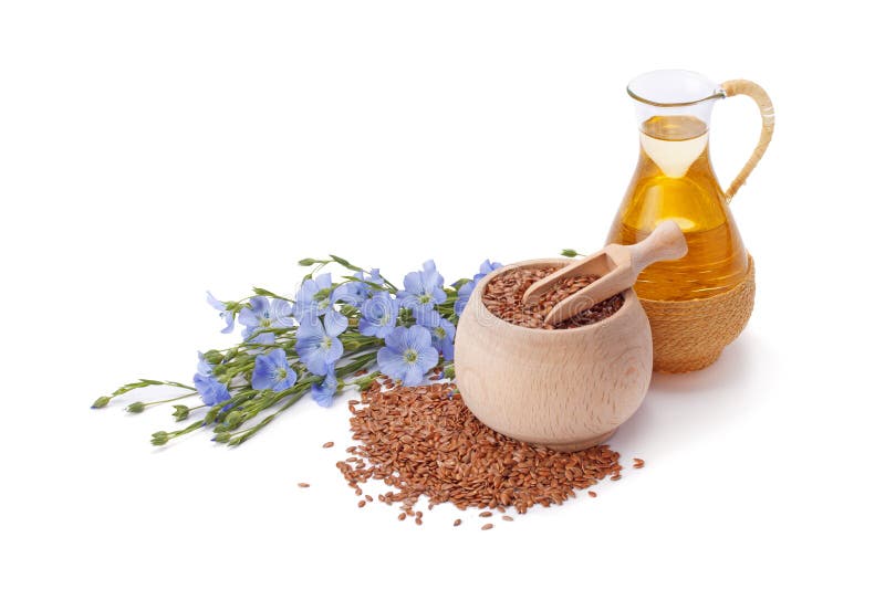 Leinöl mit Leinsamen lizenzfreies stockbild