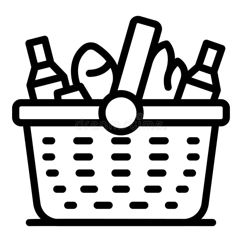 Leisure Picnic Basket Icon, Outline Style Stock Vector Illustration