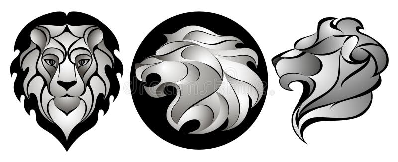 Lejonuppsättning Lion Head Logo din vektor för bruk för designillustrationmateriel
