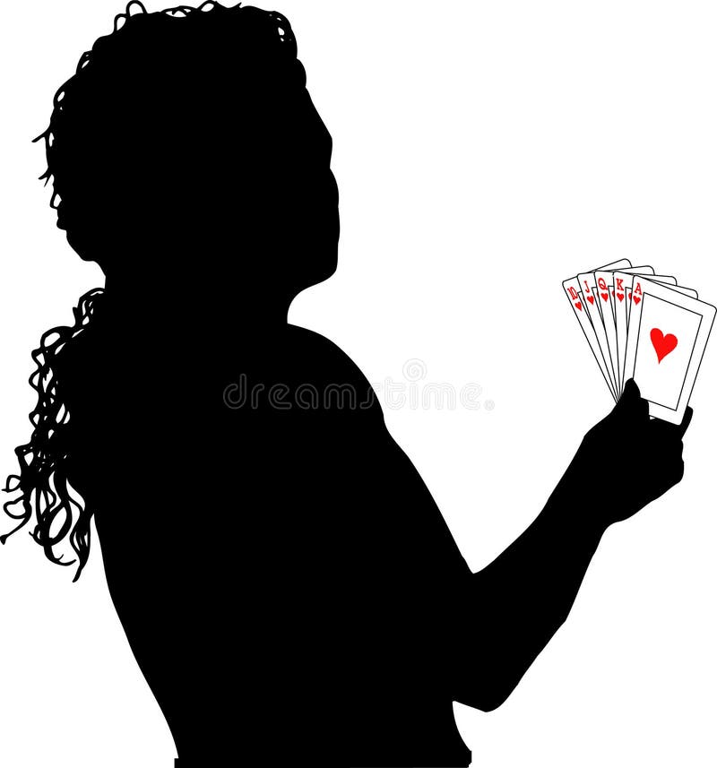 Leka poker för kvinnlig royaltyfri illustrationer