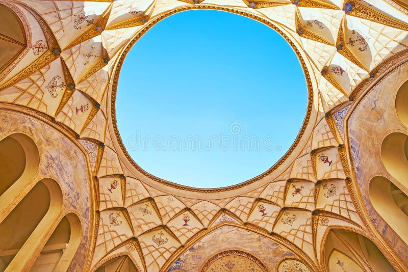 Lekka dziura w pokoju Tabatabaei dom, Kashan, Iran zdjęcia royalty free