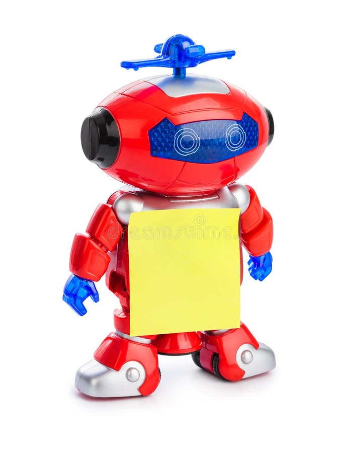 Leksakrobot med tomt papper royaltyfria foton
