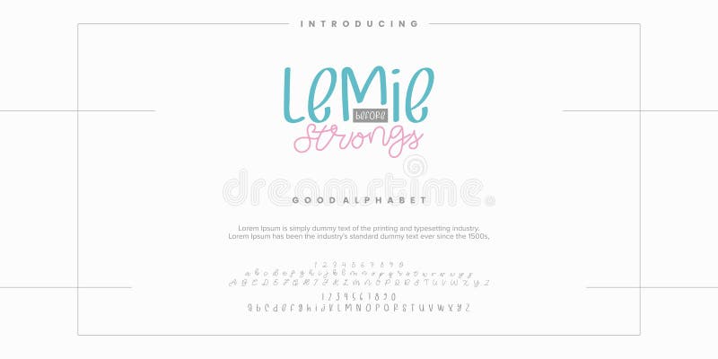 Lemie Strongs Modern minimal abstract alphabet fonts vector illustration stock illustration