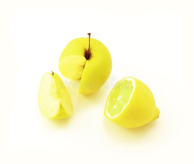 Lemon and apple stock photo. Image of isolated, sour, food 7374516