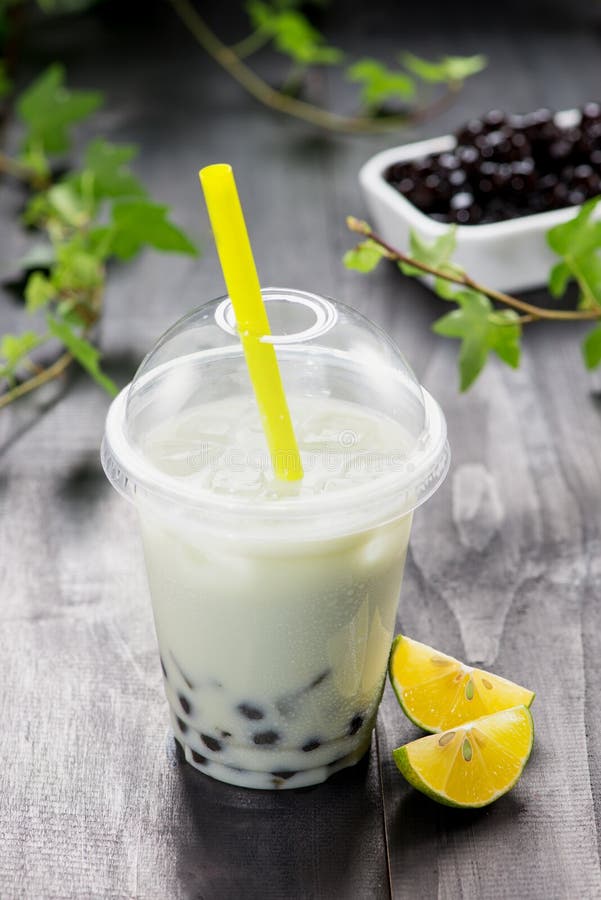 Lemon Boba Bubble Tea stock image. Image of milky, bubble 25401563