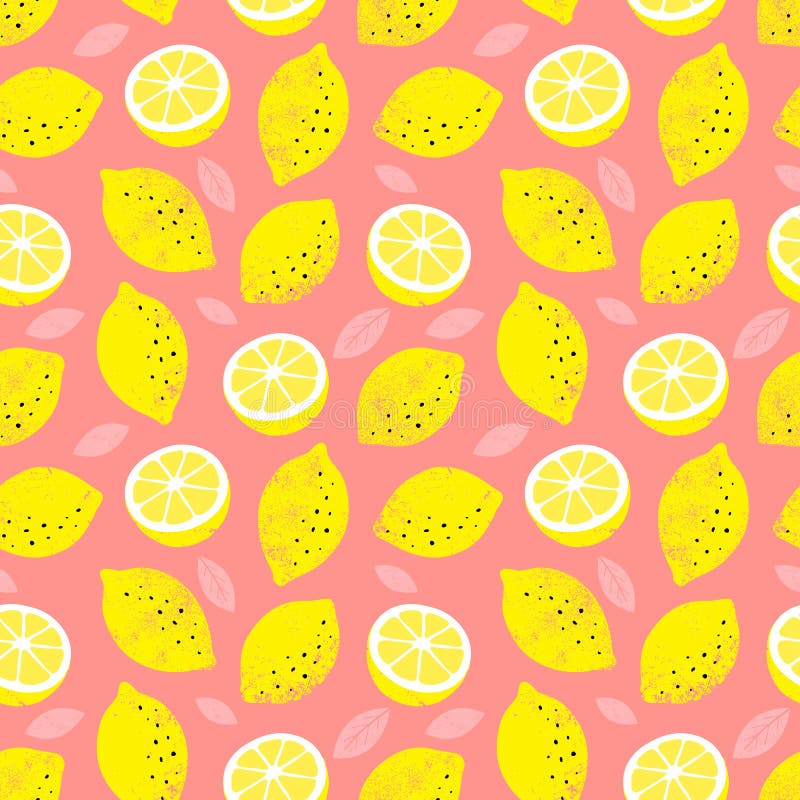 Lemon colorful seamless pattern. Trendy summer background. Vector bright print for fabric or wallpaper. EPS 10