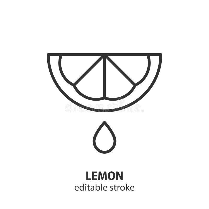 Lemon with drop line icon. Citrus fruit symbol. Editable stroke. Vector illustration vector illustration